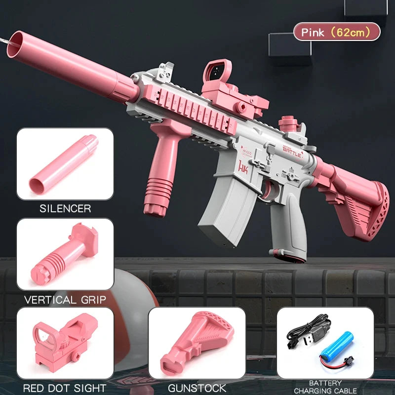Pistolet à Eau Électrique M416 – L’Allié Parfait pour des Combats d’Été Inoubliables